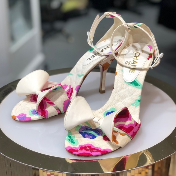 CHANEL Shoes - Authentic Chanel floral heeled sandals size 38